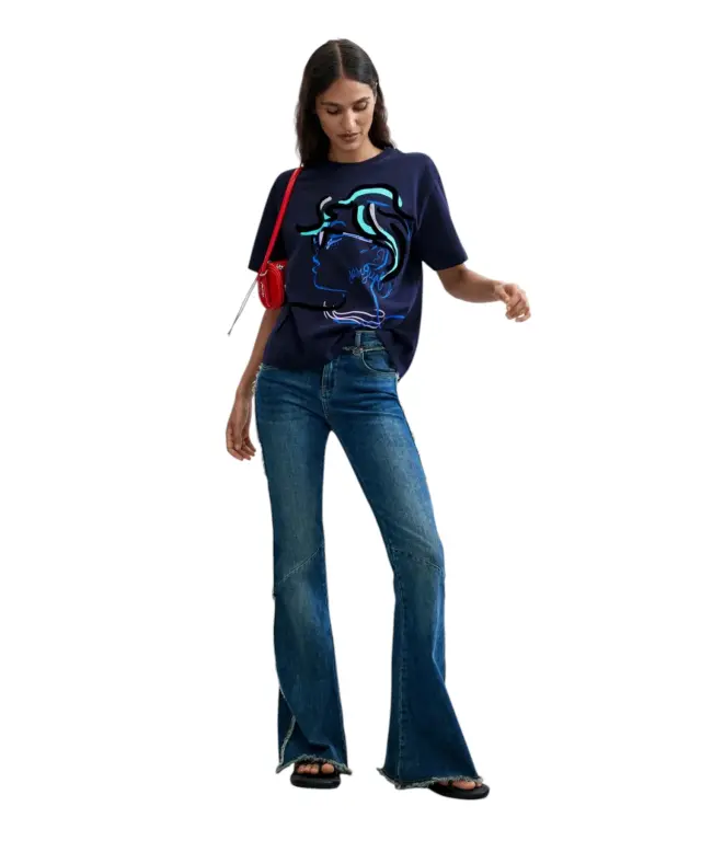 Desigual -Γυναικείο T-Shirt Face 26WWTK35-5011 Μπλε 3