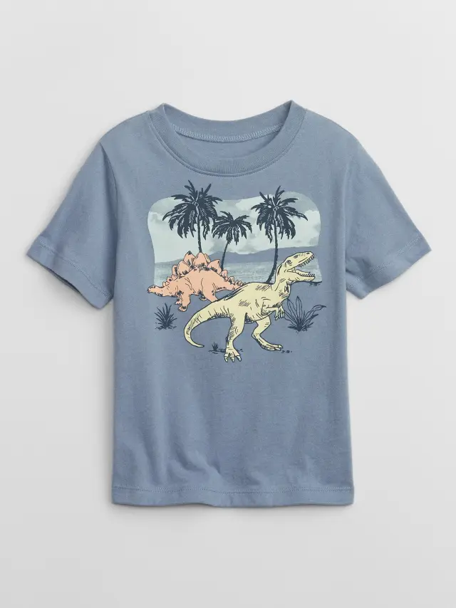 Μπλε babyGap Print Μπλούζα classic jasper blue dinosaur - 3YRS