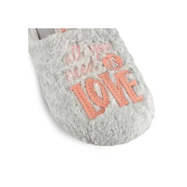 Parex Γυναικείες Παντόφλες Σπιτιού All You Need Is Love, Χρώμα Γκρι - 36-37 3