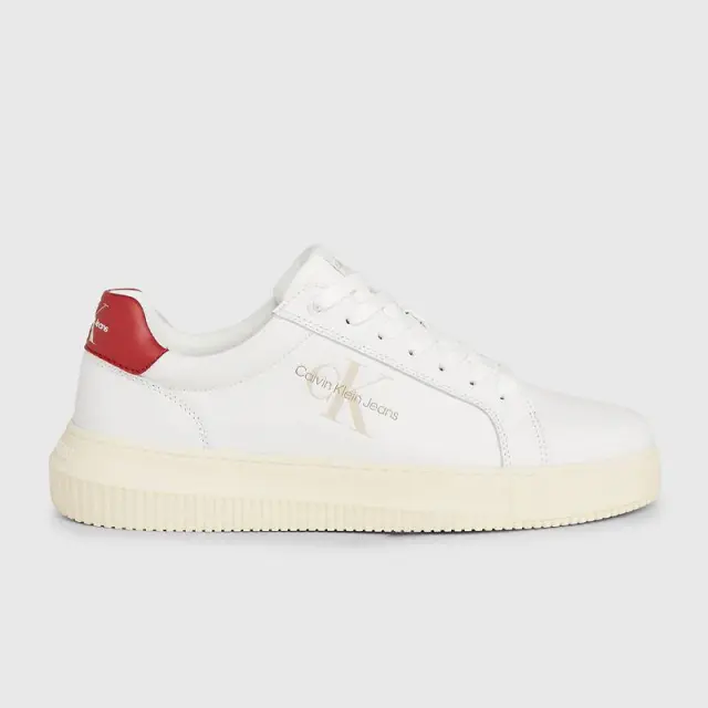Calvin Klein - Cupsole Mono Lth Ανδρικά Chunky Sneakers YM0YM00681-0KV Λευκό - 45