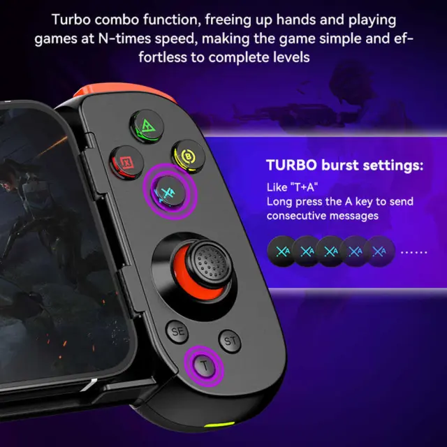 Techsuit - Wireless Controller (D6 DP) - for Phones, Bluetooth, 400mAh - Black 3