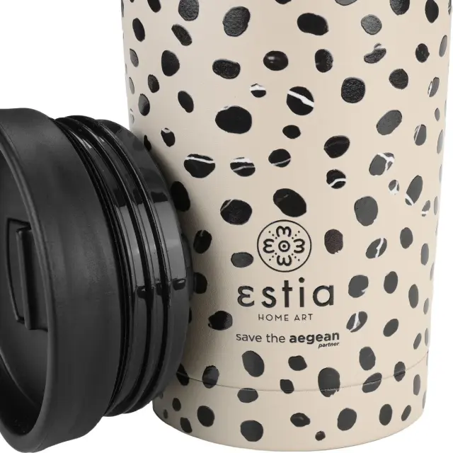 Estia Θερμός Travel Mug Save The Aegean Leopard Taupe 350ml 3