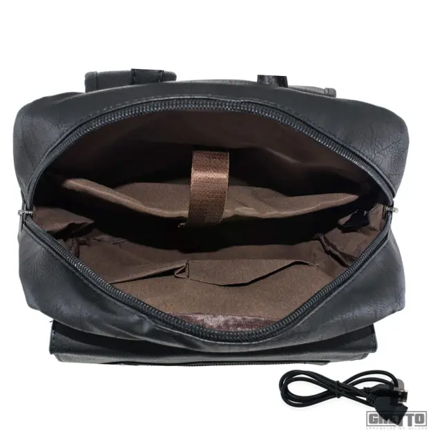 Ghetto Travel Laptop Leather Backpack with USB Port + Multi-Pocket Design 3