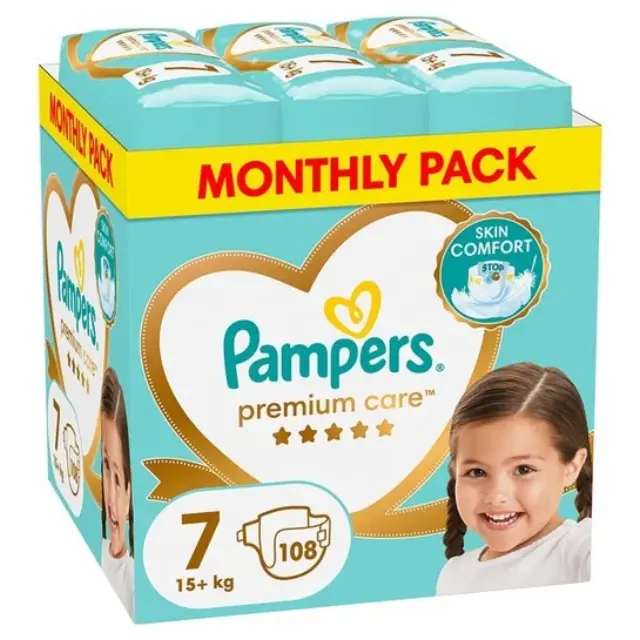 Πάνες Pampers Premium Care Monthly Pack Νο7 (15+kg) 108τεμ