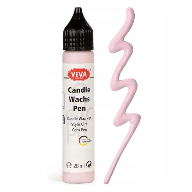 Candle Wax Pen Viva Decor, χρώμα-στυλό για διακόσμηση κεριών 28ml, Ροζ παστέλ