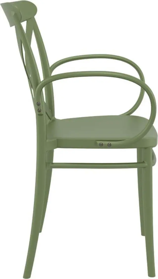 Πολυθρόνα Στοιβαζόμενη CROSS Olive Green PP 57x51x87cm 3