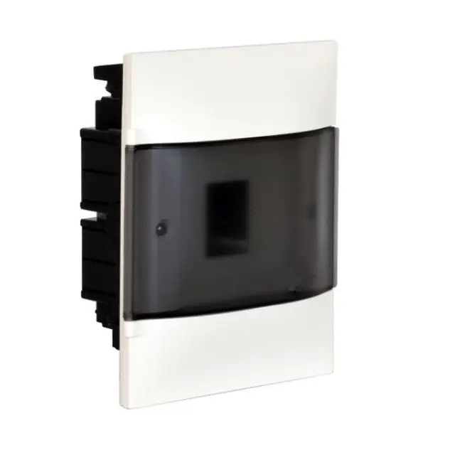 LEGRAND 1X4M FLUSH CABINET SMOKED DOOR E+N TERMINAL BLOCK FOR MASONRY WALL