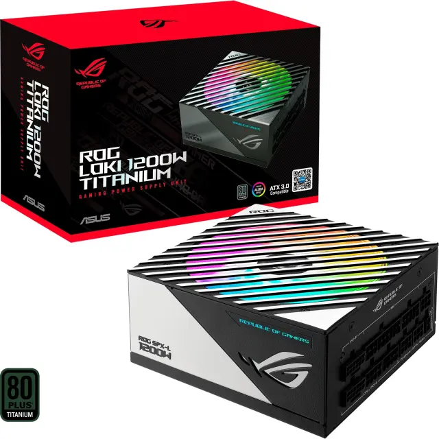 Asus ROG Loki SFX-L 1200W Titanium (white, 1x 12VHPWR, 4x PCIe, Kabel-Management, 1200 Watt)