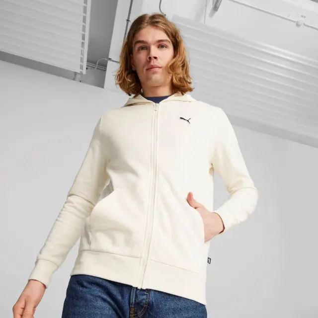 Puma Better Essentials Ανδρική Φούτερ Ζακέτα με Κουκούλα 676815-99 Λευκή - M