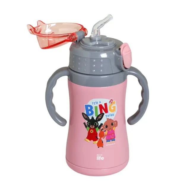 Ecolife Παιδικό Μπουκάλι Θερμός με Καλαμάκι / Kids Thermos Bottle 300ml: BING (2 χρώματα) - Ροζ 3