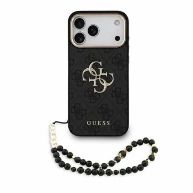 Guess PU 4G Metal Logo Strap Case for iPhone 18 Pro Max Black