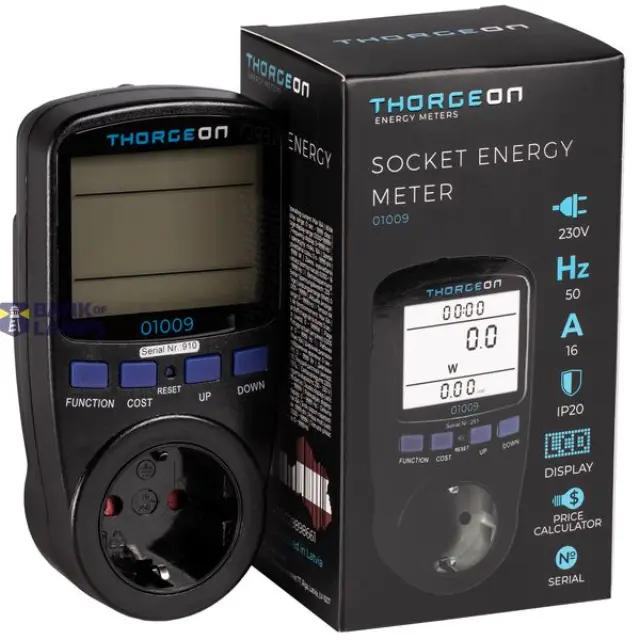 Socket Power Consumption Meter 16A EU Plug Black