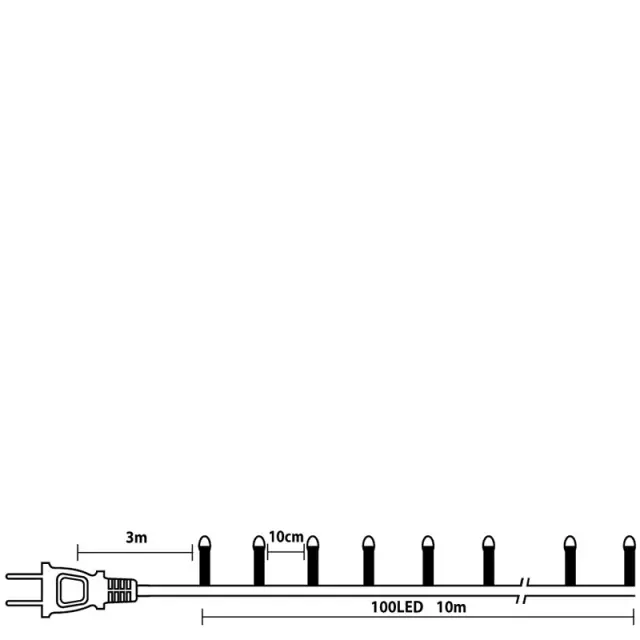 100 Led COPPER 10m Με Μετασχηματιστή IP44 Λευκό Φως 2