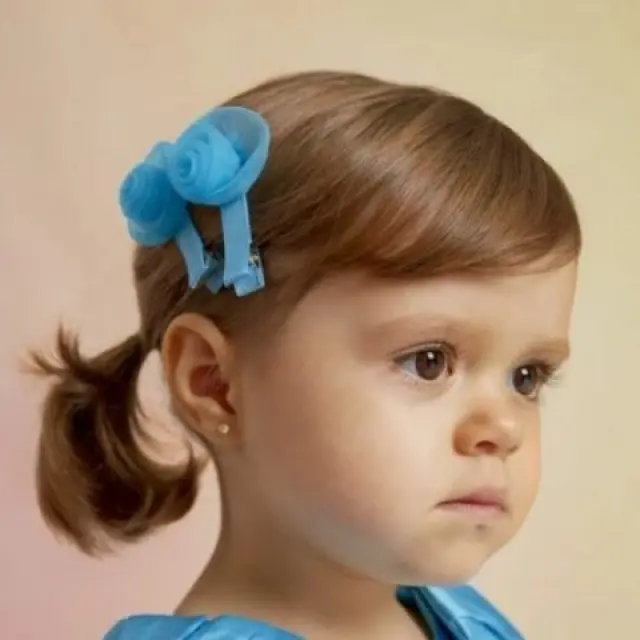 Mini 2 έως 10 ετών Τσιμπιδάκι διπλό λουλούδι οργάντζα τυρκουάζ - One Size