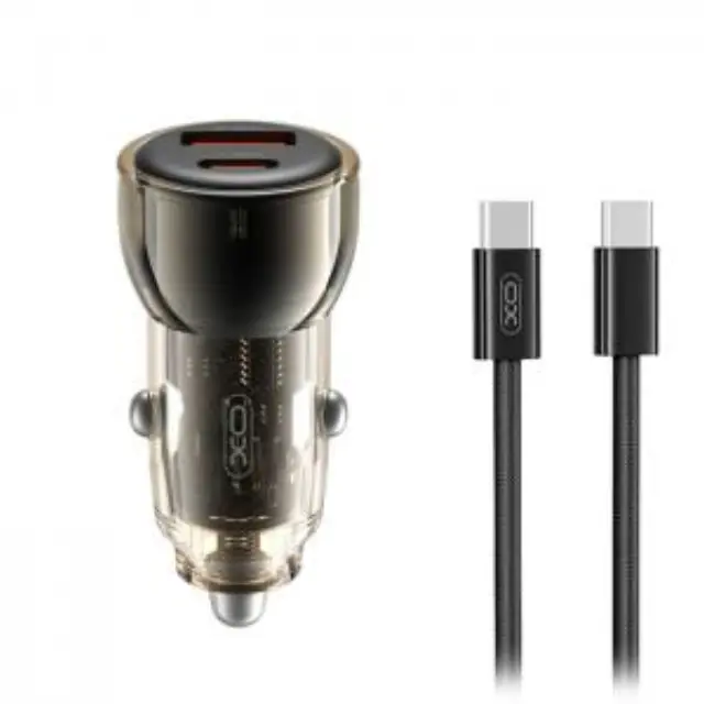 Universal φορτιστής αυτοκινήτου με 2 εξόδους, 1x USB-A & 1x USB-C και αποσπώμενο καλώδιο USB-C, 60W 2