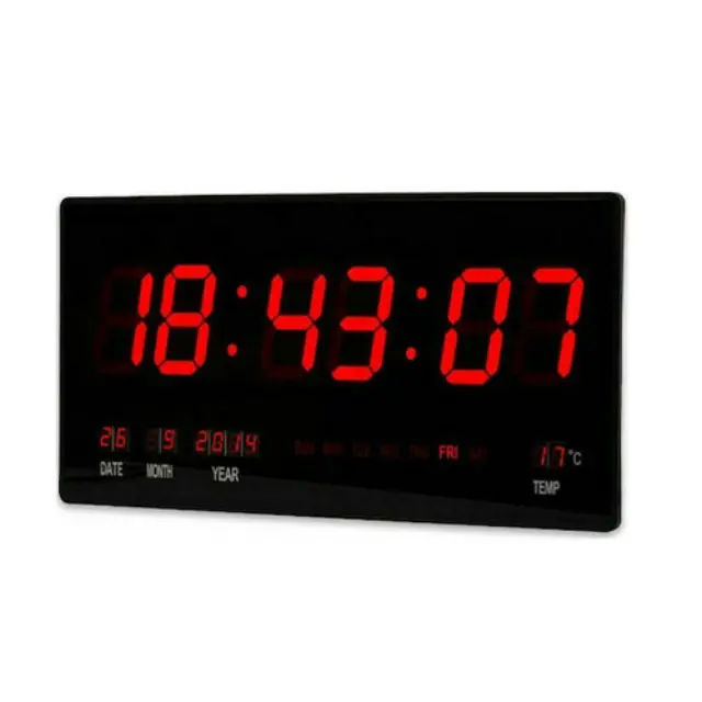JH-4622 Ρολόι Τοίχου Ψηφιακό Πλαστικό Μαύρο 45x21cm 2