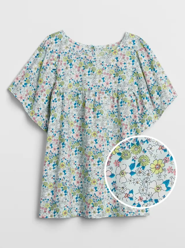 Παιδική Print Flutter Μπλούζα aqua floral - XS
