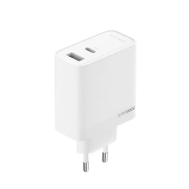 Oppo Φορτιστής VCB8OAEH 80W 1x USB-A 1x USB-C White
