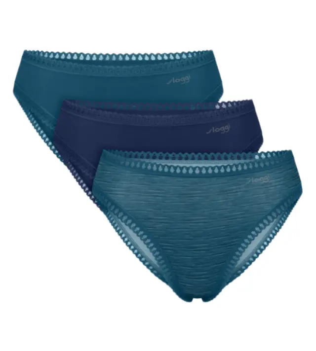 Sloggi Βαμβακερά Σλιπ Go Crush High Leg Συνδυασμός Blue-Jeans 3-Pack