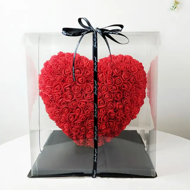 Μεγάλη καρδιά απο τεχνητά τριαντάφυλλα Rose bear 30cm ΚΟΚΚΙΝΟ