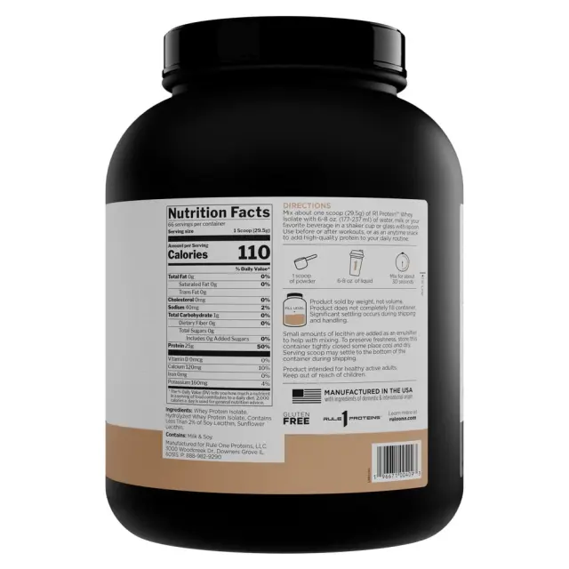 Rule1 Naturally Flavored R1 Protein Whey Isolate Naturally Unflavored, 4 lbs 2