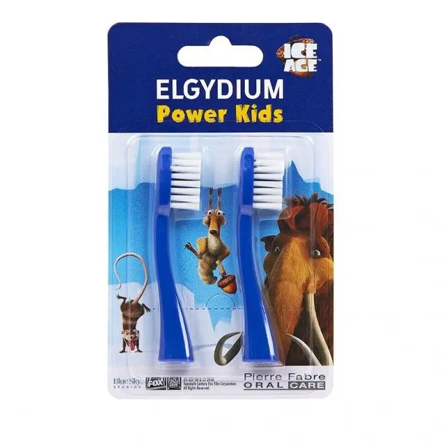 Elgydium Power Kids Ice Age Ανταλλακτικές Κεφαλές Οδοντόβουρτσας Μπλε 2pcs