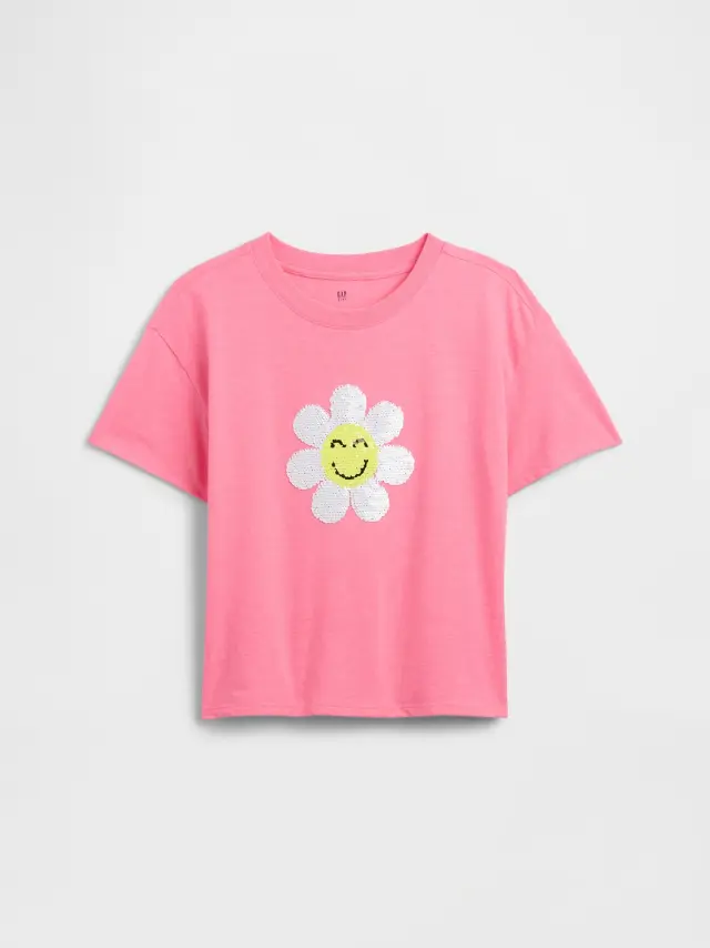 Παιδική Μπλούζα Oversized με Σχέδια Pink flip sequin