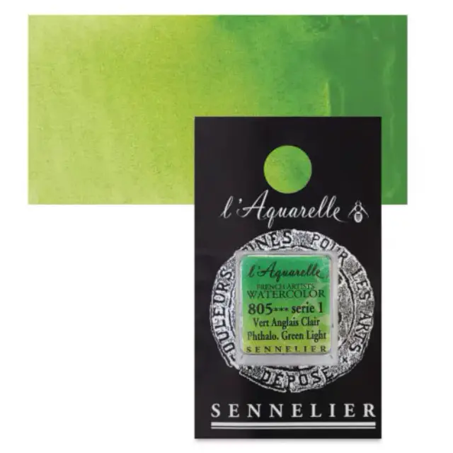 Χρώμα Ακουαρέλας Sennelier l Aquarelle Half Pan - 805 Phthalo. Green Light