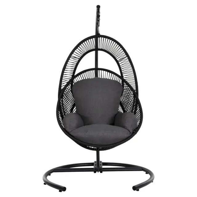 ΚΡΕΜΑΣΤΗ ΦΩΛΙΑ FB96083 ΜΑΥΡΟ ΜΕΤΑΛΛΟ ΚΑΙ ΣΥΝΘ.RATTAN-ΓΚΡΙ ΜΑΞΙΛΑΡΙ 120x110x190Υ 3