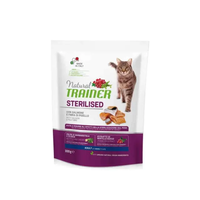 Natural Trainer Low Grain Cat Adult Sterilised με Σολομό 300gr Μονόχρωμο