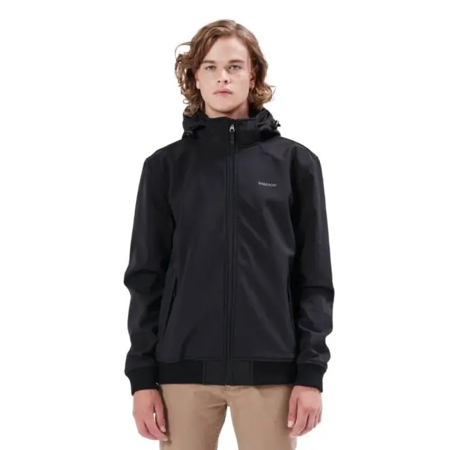 Emerson Men's Soft Shell Rib Jkt, Det/ble Hood (20-212.EM11.08-BD BLACK) - Μαύρο - S