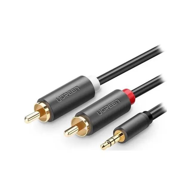 Ugreen Καλώδιο Ήχου AV102 2x RCA to Jack 3.5mm 2m Black (10510)