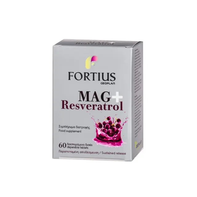 Geoplan Fortius MAG+ Resveratrol 200mg, Συμπλήρωμα Διατροφής με Μαγνήσιο & Ρεσβερατρόλη 60tabs