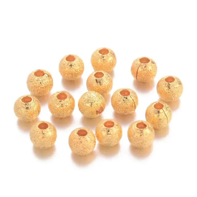 Μεταλλική Χάντρα Brass Textured, Gold Ø4mm ~50τεμ