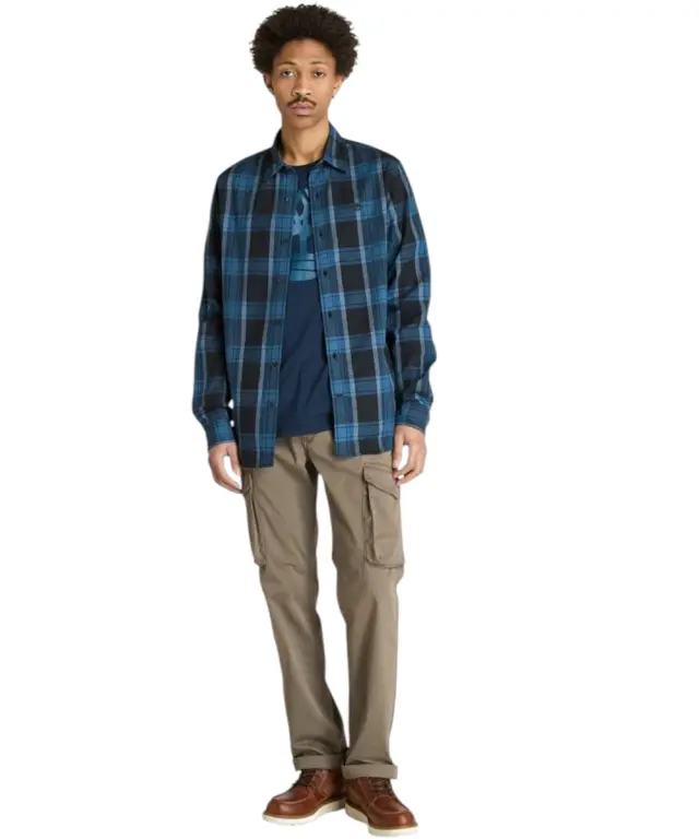Timberland - Ανδρικό Πουκάμισο Herringbone Flannel Check Shirt TB0A42Y1-B23 Μπλε - S