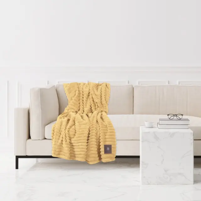 Κουβέρτα Fleece Καναπέ Greenwich Polo Club 3488 Ochre 130x170