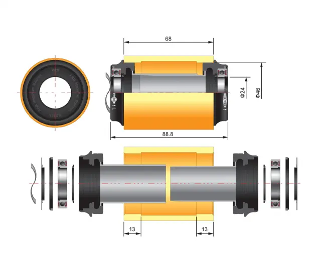ΜΕΣΑΙΑ ΤΡΙΒΗ FSA ROAD MEGAEXO 24MM PF30-46 68MM CFM3-46 2