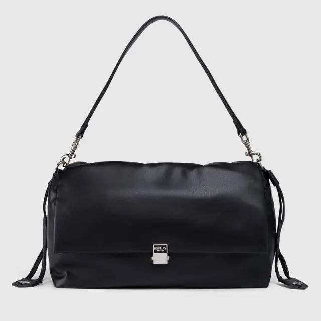 Μαλακή Τσάντα Ώμου Με Καπάκι Flapbag Replay FW01AJ.000.A7243S.C098 Μαύρο - ONESIZE