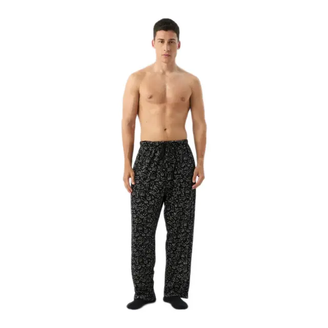 Minerva Ανδρικό Παντελόνι Πυτζάμας Oversized Εμπριμέ, Χρώμα Black-White Puppies