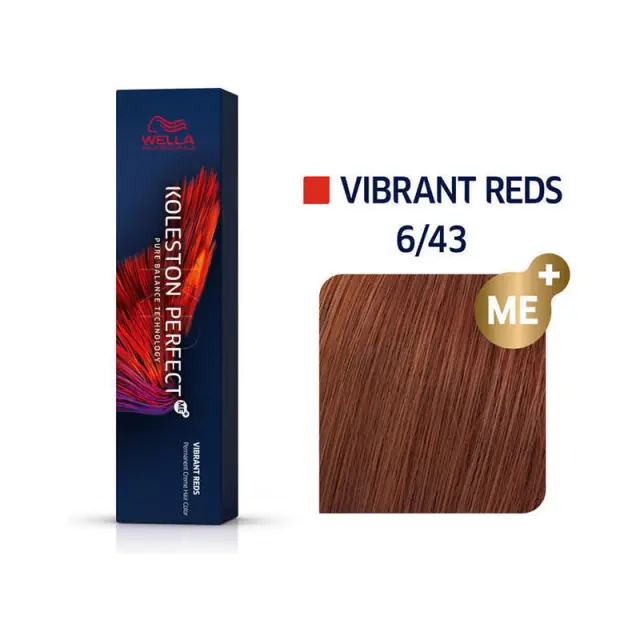 Wella Koleston Perfect Me+ Vibrant Reds 6/43 60ml - (Ξανθό Σκούρο Κόκκινο Χρυσό)