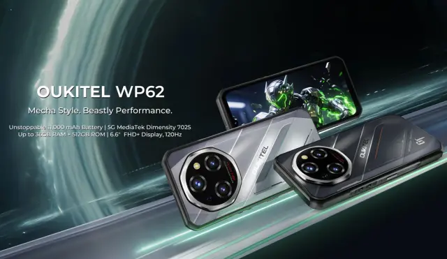 OUKITEL smartphone WP62, 6.6", 12/512GB, 5G, 11000mAh, IP68/IP69K/MIL-STD-810H, ασημί 2