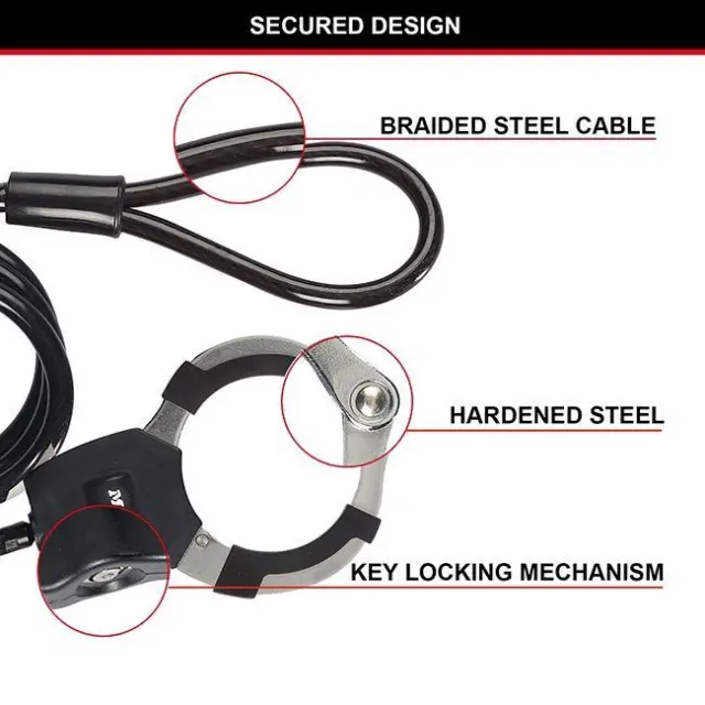 Master Lock 8275EURDPROBLK - Συρματόσχοινο-χειροπέδα ποδηλάτου/e-scooter 1m Φ8mm 2