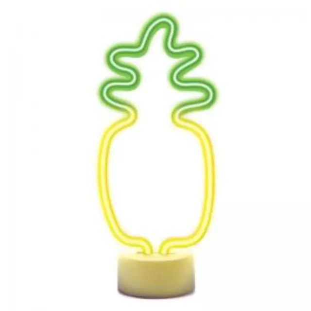 Neon LED Forever Light FSC-12 PINEAPPLE (USB/Μπαταρίας & On/Off) με Stand Κίτρινο-Πράσινο N68164 2