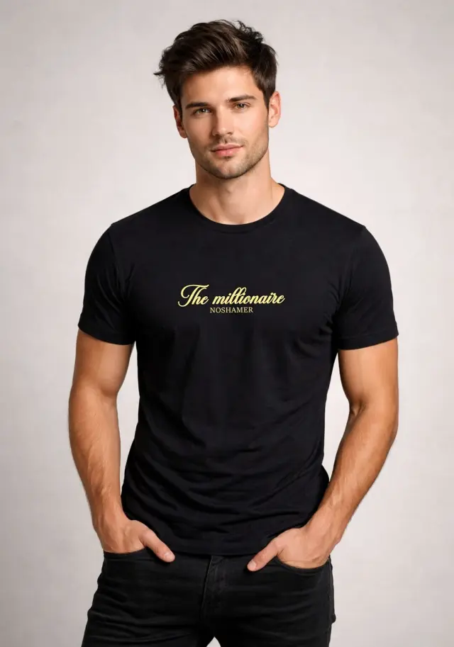 T-shirt Noshame® Μαύρο με τύπωμα The Millionaire - 152660 - XXL