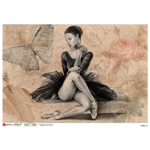 Ριζόχαρτο για Decoupage PaperD, Μπαλαρίνα και πεταλούδα, 32x45cm