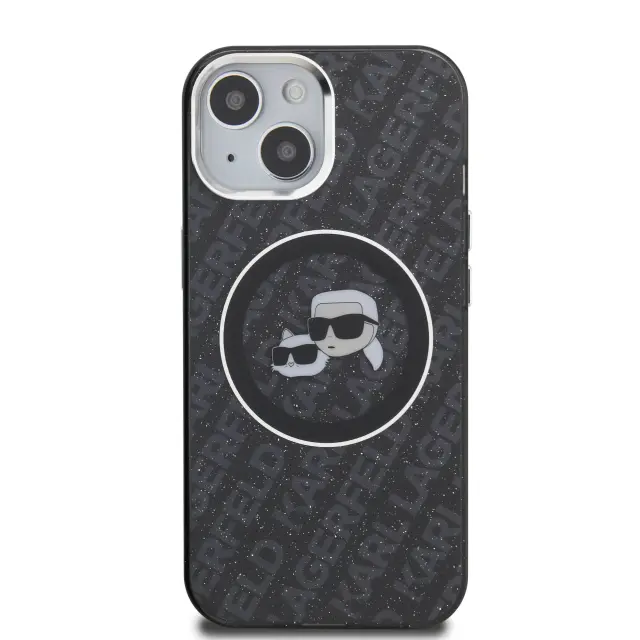 Karl Lagerfeld IML K&CH Heads Repeated Logo MagSafe Case for iPhone 15 Black 3
