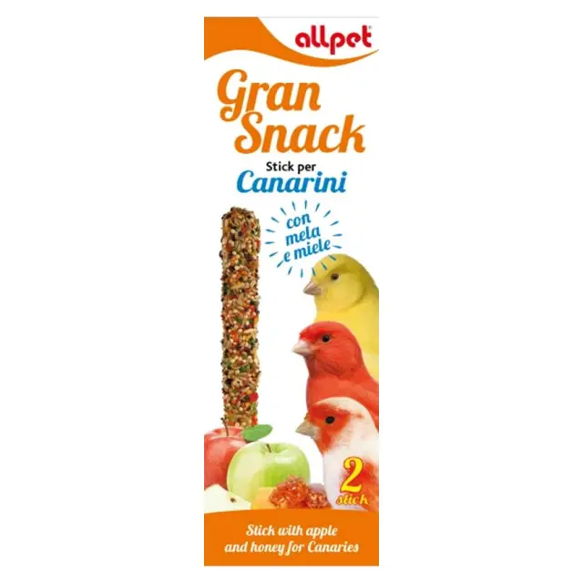 All Pet Gran Snack Στικ Καναρινιών με Μέλι και Μήλα 2τμχ 60gr