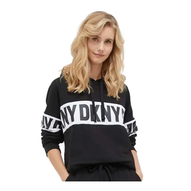 DKNY Γυναικεία Μπλούζα Φόρμας Κουκούλα Logo, Χρώμα Μαύρο - S