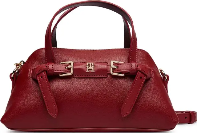 Tommy Hilfiger Γυναικεία Μικρή Τσάντα Χειρός TH Buckle Μπορντό