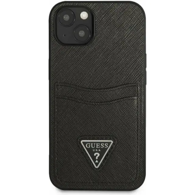Guess Saffiano Double Card Back Cover Δερματίνης Μαύρο (iPhone 13 mini)